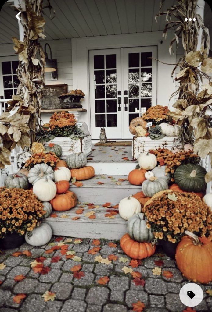 Home with Hay Fall Porch Decor